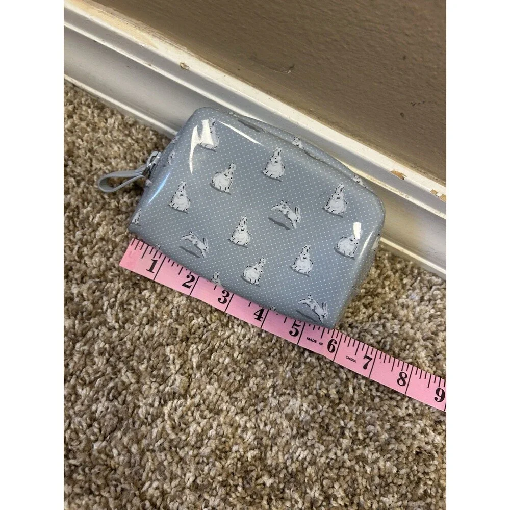 Vera Bradley Mini Dome Cosmetic Merry Hare Ditsy Grey Bunny Rabbit